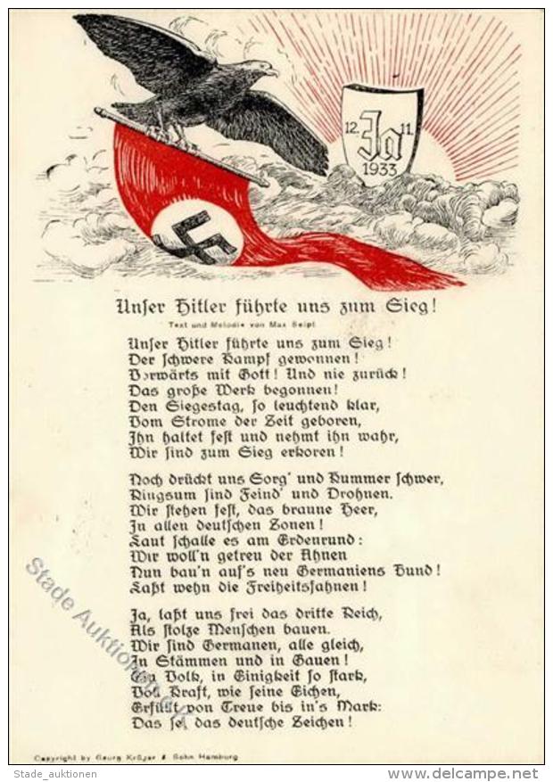 FAHNE/STANDARTE WK II - NS-Liedkarte 12.11.1933 - Unser Hitler Führte Uns Zum Sieg!" I" - Unclassified