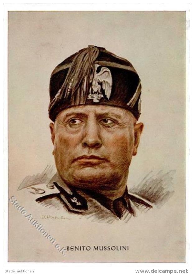 Mussolini Sign. Hartmann, W. Künstlerkarte I-II - Unclassified