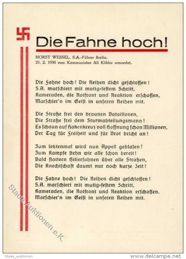 HORST WESSEL - LiedkarteWK II  Die Fahne Hoch!" - Opferkarte D. NS-Studentenbund PRAG I" - Unclassified