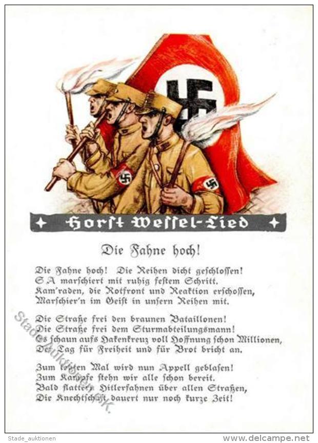 HORST WESSEL LIED WK II - Die FAHNE Hoch!" Frühe SA-Prop-Ak I" - Unclassified