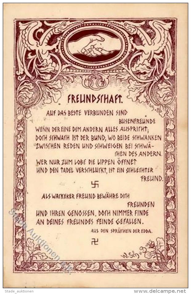 NS-LIEDKARTE WK II - HAKENKREUZ-Karte FREUNDSCHAFT - Sign. 1915 I - Unclassified