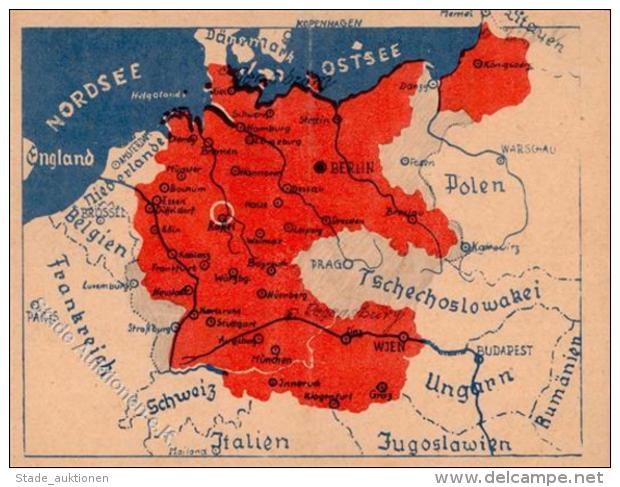 NS-LANDKARTE WK II  KASSEL TAG Der VERKÜNDUNG Des GROßDEUTSCHEN REICHES 9.4.1938" (keine Ak) Spendenkarte I" - Unclassified