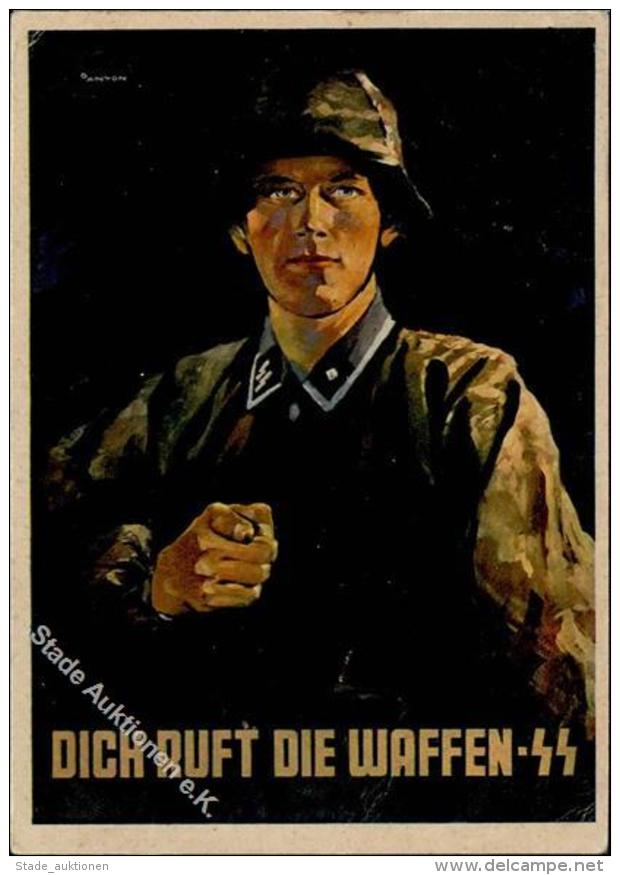 SS WK II Dich Ruft Die Waffen SS Künstler-Karte Sign. Anton I-II (Ecke Stauchung) - Non Classés