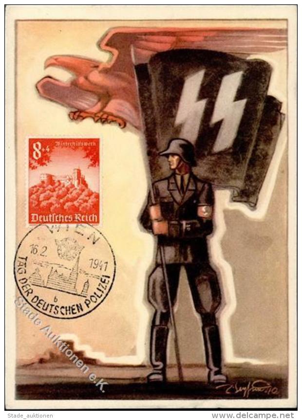 SS WK II Propaganda Künstler-Karte I-II - Unclassified