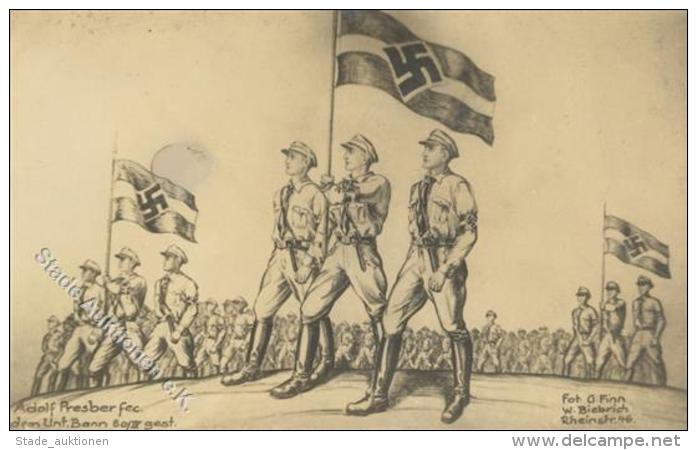 NSDAP - WIESBADEN-BIEBRICH WK II  Unter Bann 80 Marschiert" Sign. Adolf Presber I-II" - Unclassified