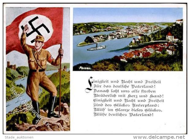 SA-Propagandakarte WK II - PASSAU - Sign. E.FELLE ! I R! - Unclassified