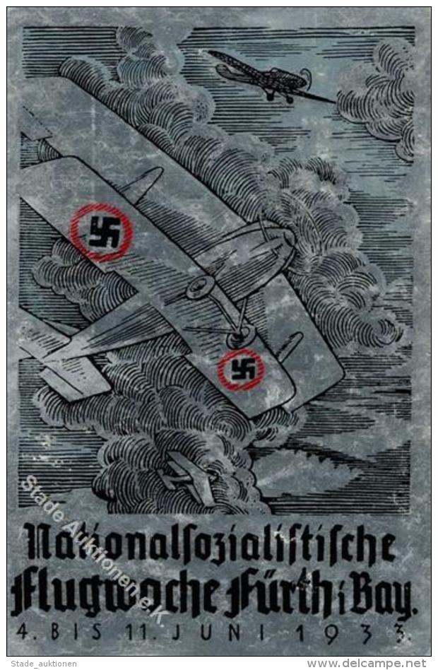 NS-FLUGWOCHW FÜRTH 1933 WK II  - Seltene Staniol-Propagandakarte-Karte I-II - Unclassified