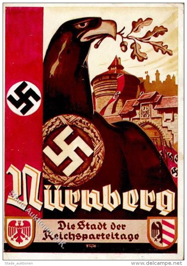 Reichsparteitag Nürnberg (8500) 1934 WK II Künstler-Karte II (Eckbug, Fleckig) - Unclassified