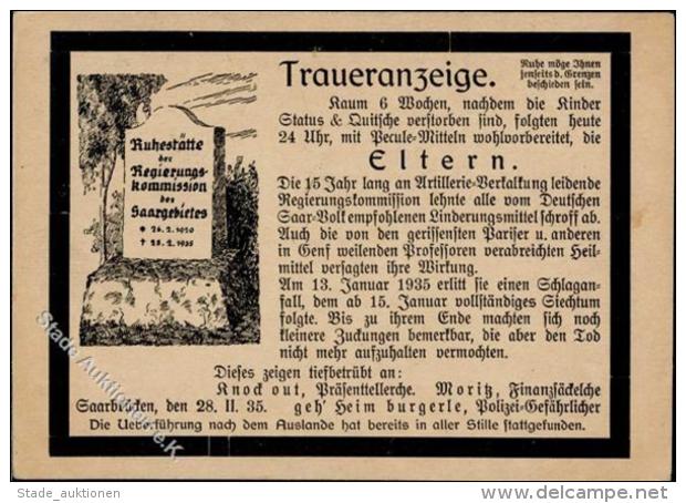 SAARBEFREIUNG 1935 - STATUS-QUO - Traueranzeige I-II - Unclassified