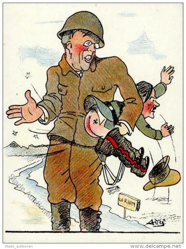 Antipropaganda WK II WK II Hitler  Künstlerkarte I-II - Unclassified