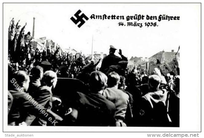 Hitler WK II Amstetten Niederösterreich Grüßt Den Führer Foto-Karte I-II - Unclassified