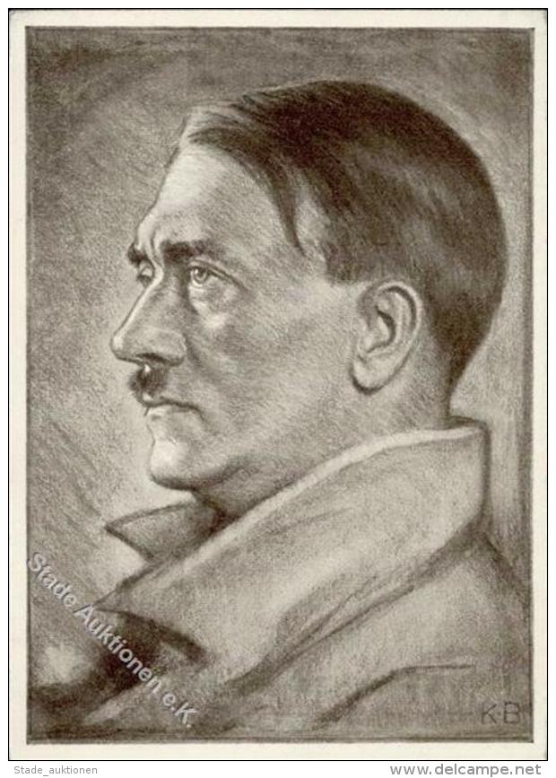Hitler WK II Portrait Sign. Bauer, Karl Prof. Künstlerkarte I-II - Zonder Classificatie