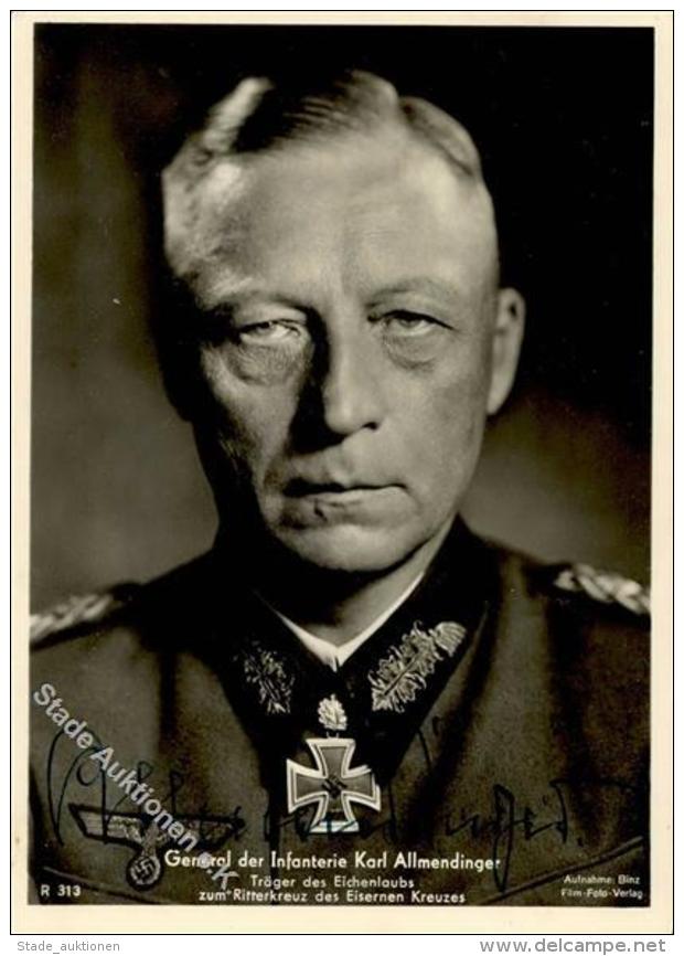 Ritterkreuzträger Allmendinger, Karl General Mit Original Unterschrift (geprüft Forst) Foto-Karte I-II - Unclassified