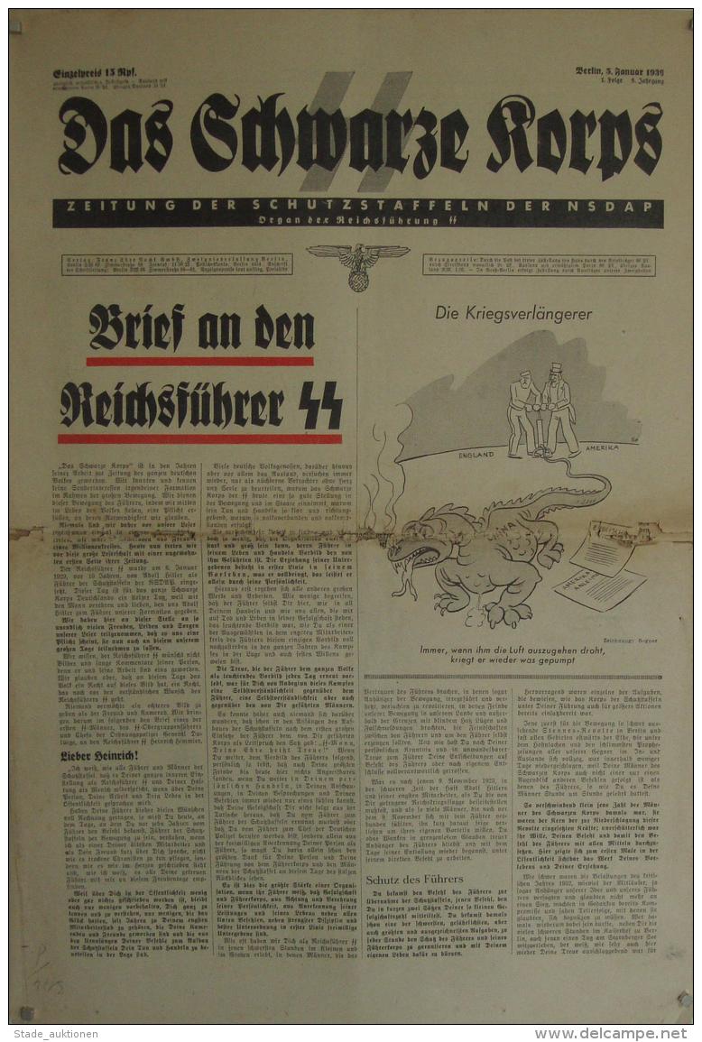 Buch WK II Zeitung Der Schutzstaffel Der NSDAP Das Schwarze Korps Januar 1939 II (altersbedingete Gebrauchsspuren) Journ - Unclassified