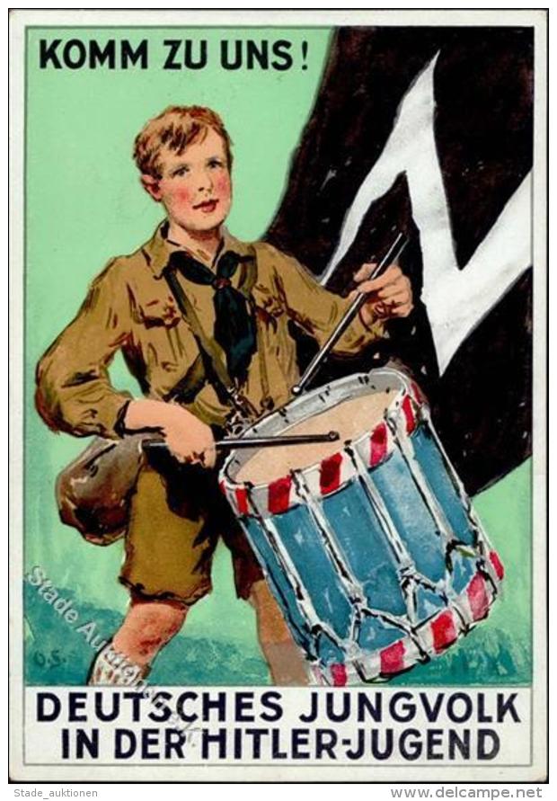 WK II HJ Hitler Junge Mit Trommel  Künstler-Karte I- - Non Classificati
