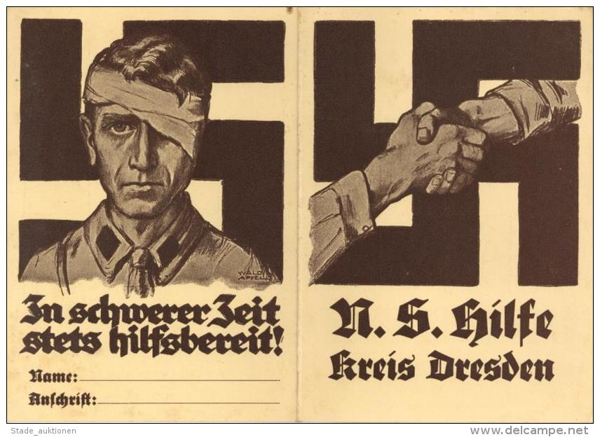 N.S.HILFE Kreis DRESDEN - Klapp-Mitgliedskarte Mit Beitragsmarken 1933 I Selten! - Unclassified