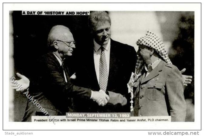 Judaika Israel Clinton Yitzhak Rabin Und Yasser Arafat Foto AK I-II Judaisme - Jodendom