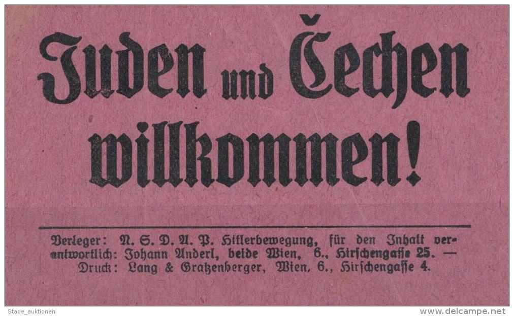 Judaika Wien Handzettel Juden Und Tschenen Willkommen RS Deutsche In Österreich Unerwünscht  Verleger NSDAP Hi - Jewish