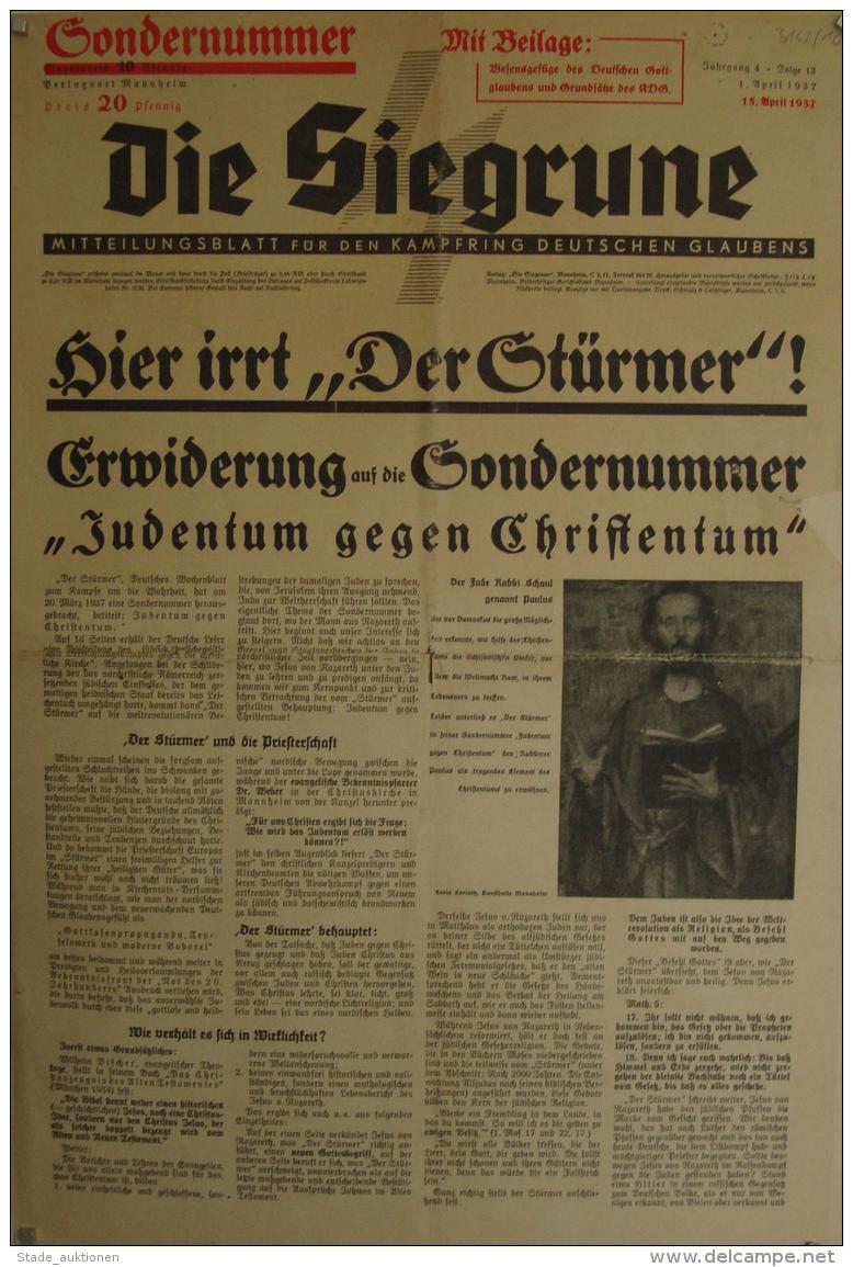 Judaika Zeitung Die Siegrune Sondernummer April 1937 II (altersbedingete Gebrauchsspuren) Journal Judaisme - Jewish