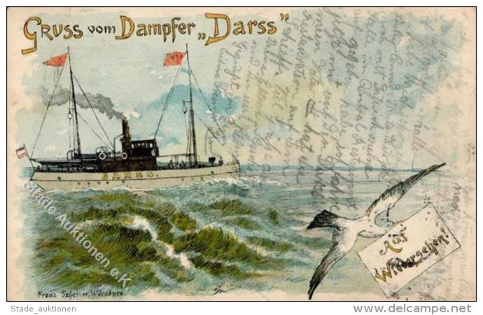 Schifffahrt Dampfer Darss Sign. Seheiner, Franz Künstlerkarte 1897 I-II - Unclassified