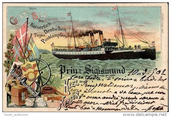 Dampfer Postdampfer Prinz Sigismund Stpl. Korsor Kiel DPSK Postkt.No. 4 10/3  1902 I-II - Zonder Classificatie