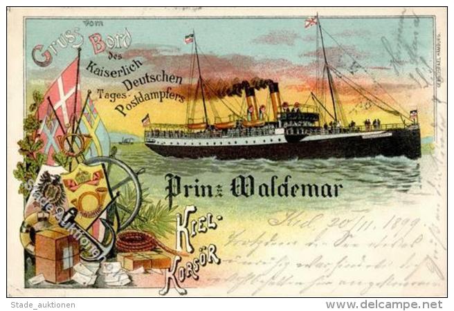 Norddeutscher Lloyd Postdampfer Prinz Waldemar Lithographie 1899 I-II (fleckig) - Unclassified