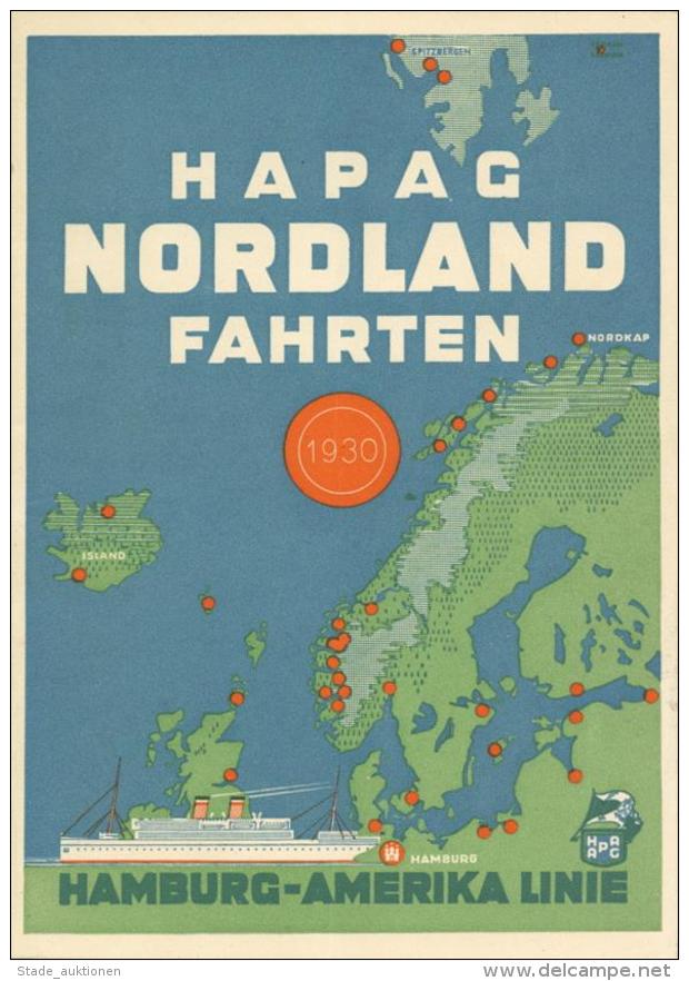 Schiff Dampfschiff Broschüre HAPAG Nordlandfahrten 1930 32 Seiten Viele Abbildungen I-II (leichter Mittelbug) Batea - Non Classificati