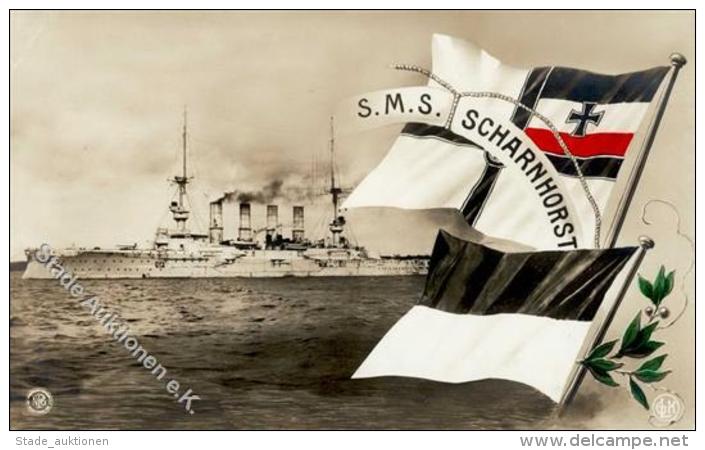 Marine WK I SMS Scharnhorst Schwarz-Weiss-Rot Foto AK I-II - Unclassified