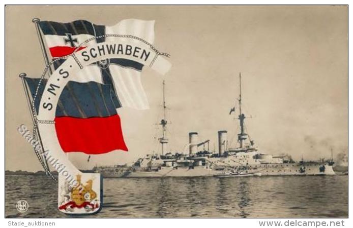 Marine WK I SMS Schwaben Schwarz-Weiss-Rot Foto AK 1914 I-II - Unclassified