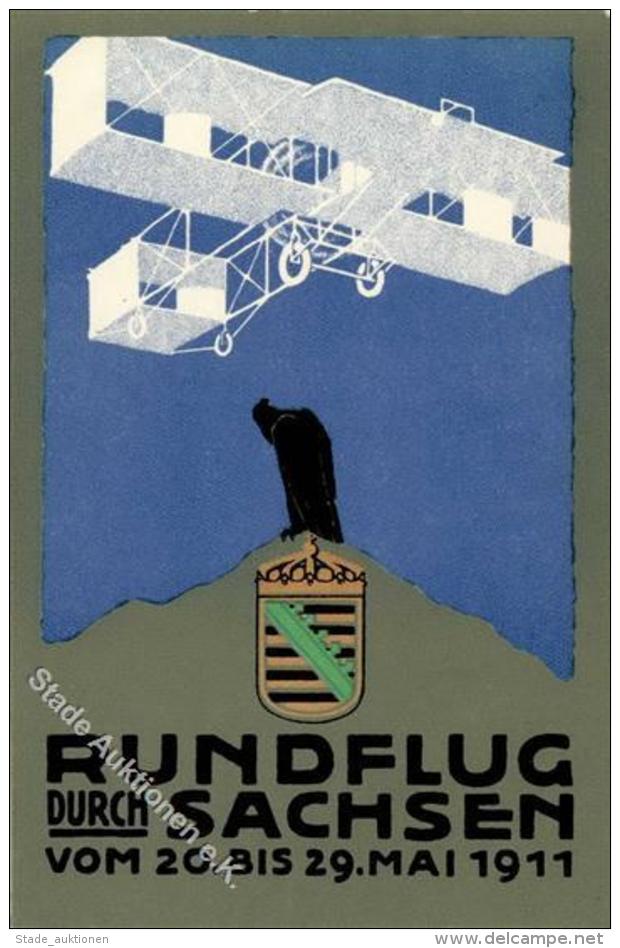 Flugereignis Rundflug Durch Sachsen  Künstlerkarte 1911 I-II Aviation - Unclassified