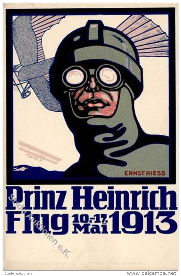 PRINZ-HEINRICH-FLUG 1913 - Offiz. Postkarte, Sign. Ernst Riess, I, Selten! - Unclassified