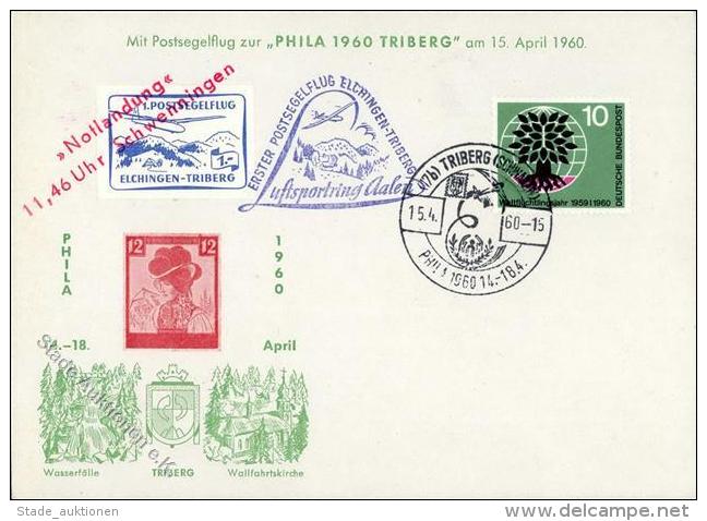 Segelflugzeug, 1960, Bund, Postsegelflug PHILA 1960 TRIBERG 15.4.60", Brief Mit Blauer Vignette Und Rotem Notlandungs-L2 - Zonder Classificatie