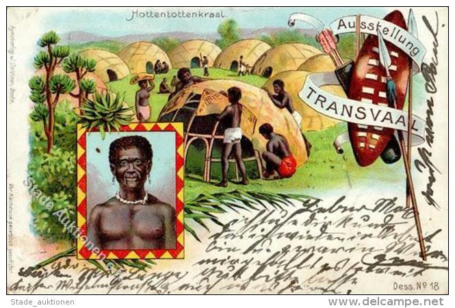 Kolonien Deutsch Südwestafrika Hottentottenkraal Ausstellung Transvaal Lithographie 1900 I-II Expo Colonies - Unclassified