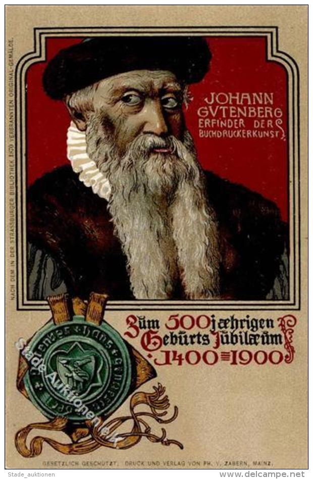 Gutenberg Zum 500 Jährigen Geburts Jubiläum Künstlerkarte I-II - Unclassified