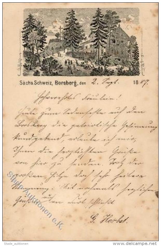 Vorläufer Dresden (O8000) Sächs. Schweiz Borsberg 1887 I-II (fleckig) - Unclassified