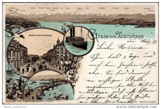 Vorläufer Gruss Vom Zürichsee 1893 I-II (Marke Entfernt) Montagnes - Unclassified