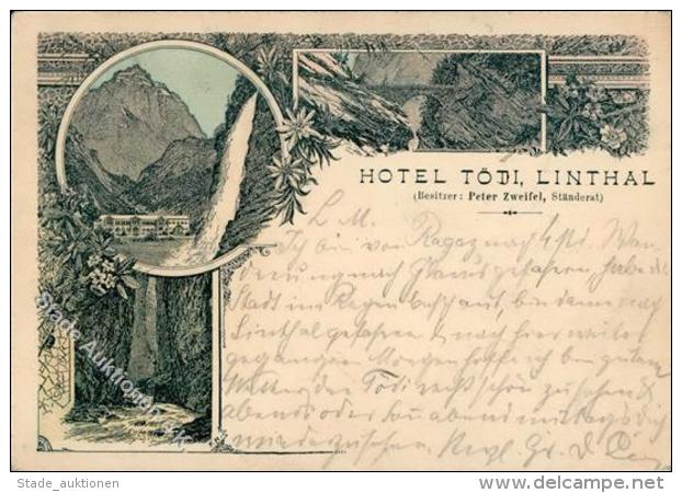 Vorläufer Schweiz Hotel Tödi - LINTHAL", 1898, I" - Unclassified