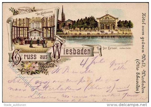 Vorläufer Wiesbaden (6200) Kochbrunnen Kursaal Lithographie 1890 I-II - Unclassified