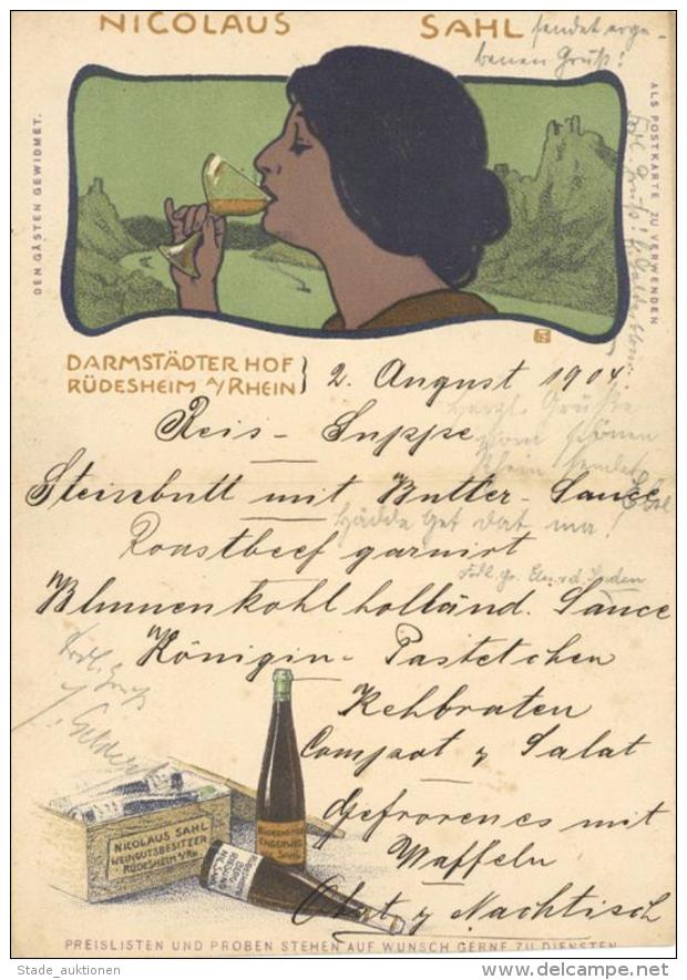 Wein Rüdesheim (6220) Nicolaus Sahl Weingutsbesitzer Darmstädter Hof 1904 Klappkarte I-II Vigne - Unclassified