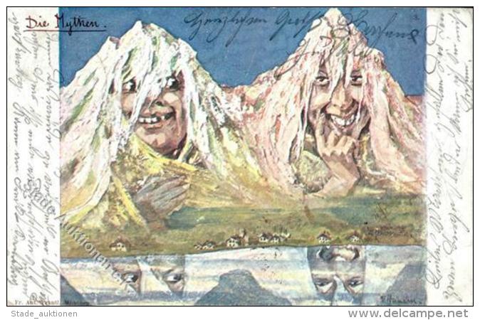 Berggesichter Sign. Hansen Die Mythen Künstler-Karte 1898 I-II Face à La Montagne - Unclassified