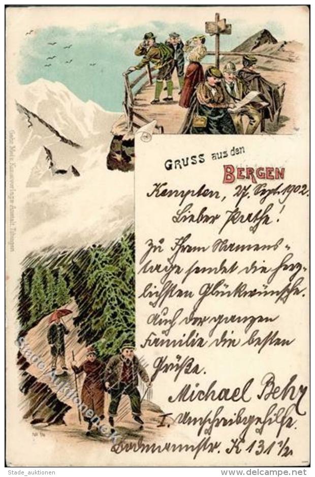 Gruss Aus Den Bergen Bergsteiger  Lithographie 1902 I-II Montagnes - Unclassified