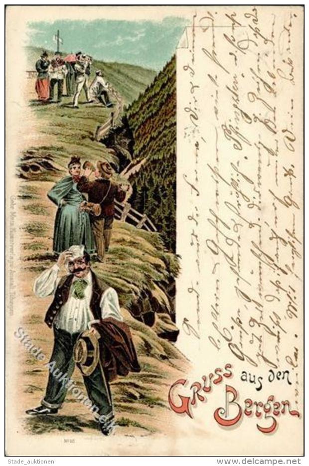 Gruss Aus Den Bergen Lithographie 1901 I-II Montagnes - Unclassified