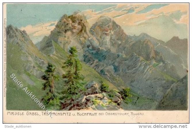 Berggesichter Compton, E. H. Madele Gabel Trettachspitz U. Hochfrott Künstlerkarte 1899 I-II Face à La Monta - Unclassified