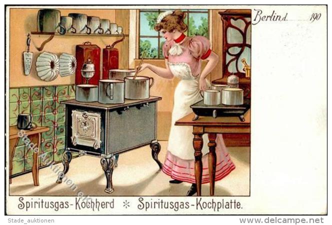 Werbung Spiritusgas Kochherd Frau  Lithographie I-II Publicite - Unclassified