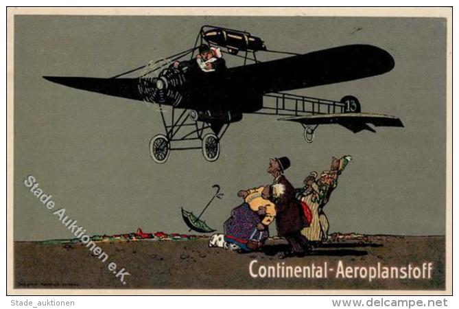 Continental Aeroplastoff Flugzeug  Werbe AK 1914 I-II Aviation - Unclassified