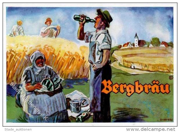 Bier Bergbräu Landwirtschaft  Künstlerkarte I-II Paysans Bière - Bierbeek
