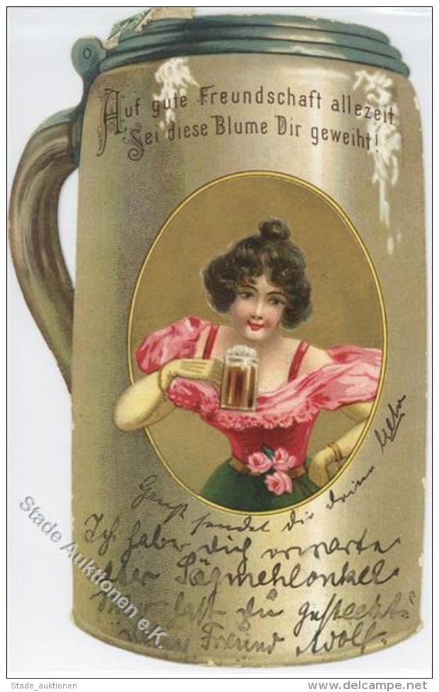 Bier Bierkrug Als Karte  Lithographie 1901 I-II Bière - Bierbeek