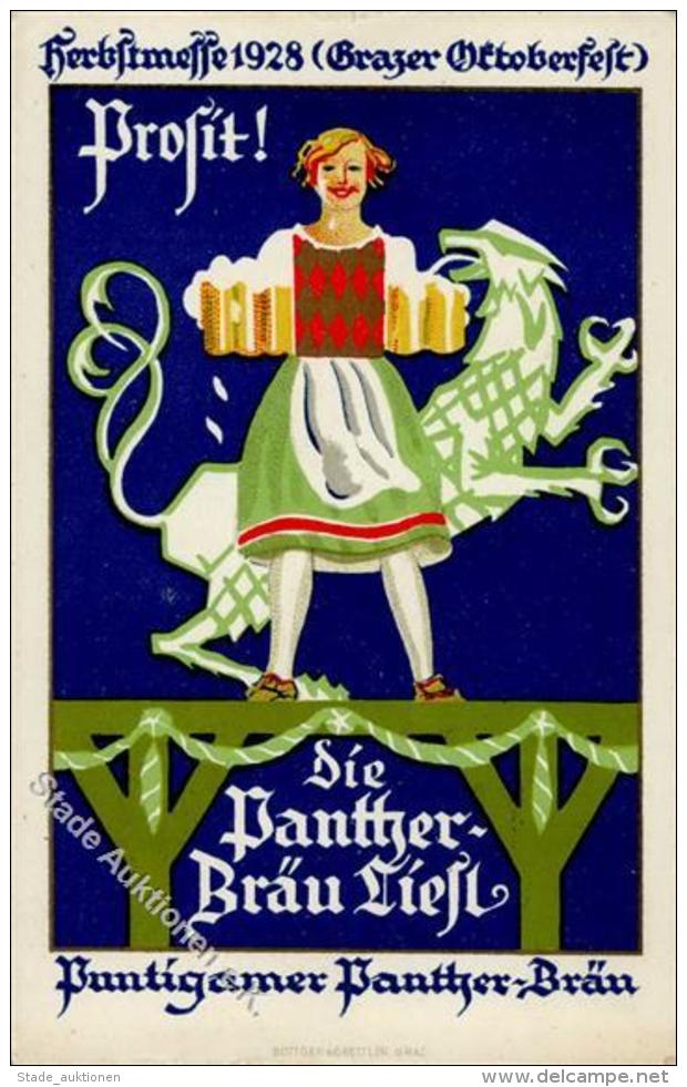 Bier Herbstmesse 1928 Grazer Oktoberfest Die Panther Bräu Liesl I-II Bière - Bierbeek