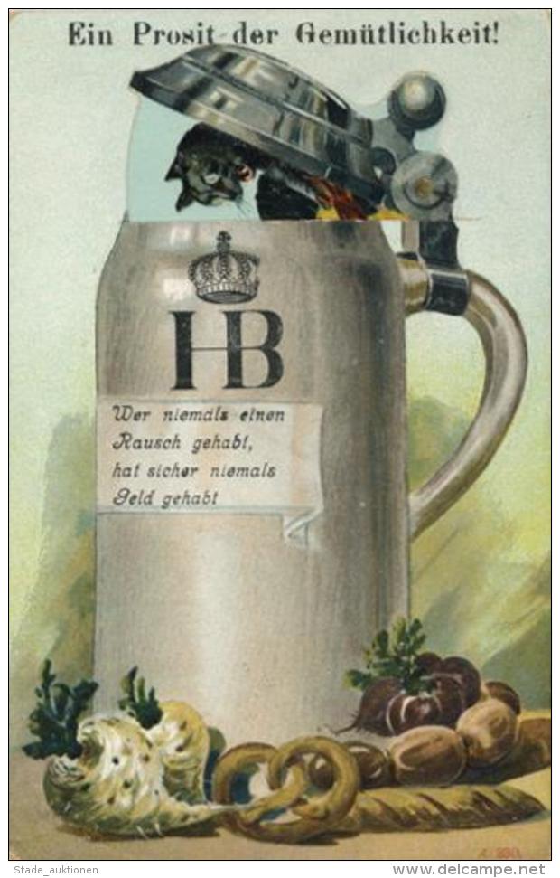 Bier Katze Hofbräuhaus Mechanik-Karte I-II Chat Bière - Bierbeek
