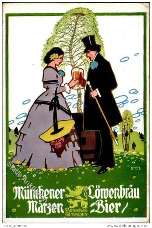 Bier München (8000) Märzen Bier Löwenbräu Sign. Moos, C. Künstlerkarte 1916 I-II (Ecke Abgestos - Bierbeek